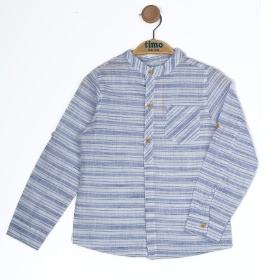 Boy's Mandarin Collar Shirt 6-9Y Timo 1018-TE5DÜ012244223 Navy 