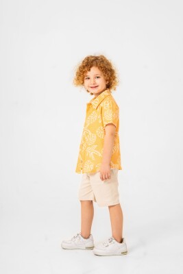 California Printed Shirt 3-Piece Boys Suit 2-5Y Sani 1068-30054 Mustard