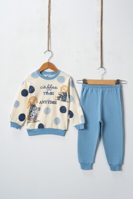 Coffee Time Printed 2-Piece Boys‘ Tracksuit 2-4Y Hoppidik 2017-2398 Blue