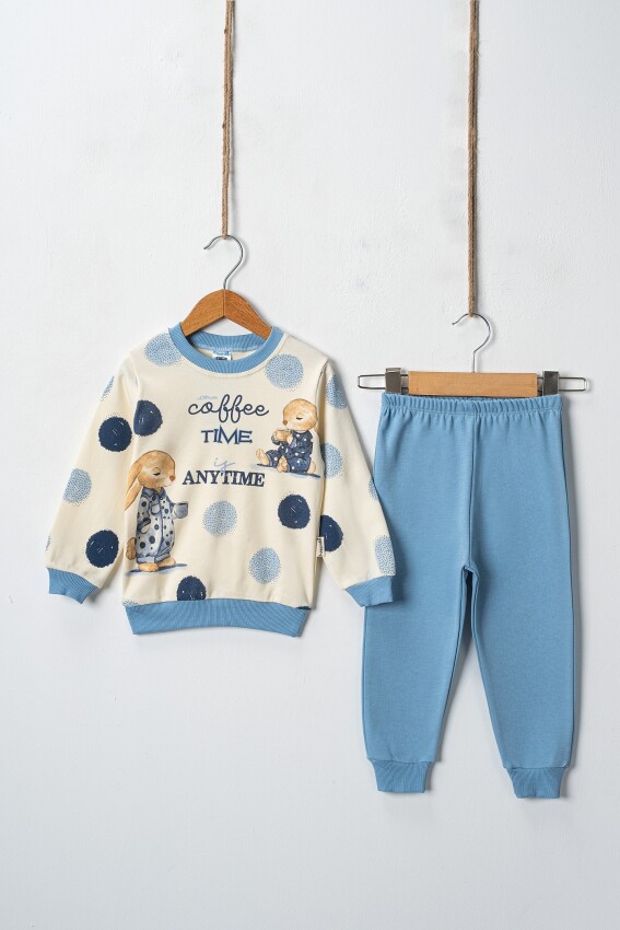 Coffee Time Printed 2-Piece Boys‘ Tracksuit 2-4Y Hoppidik 2017-2398 - 1