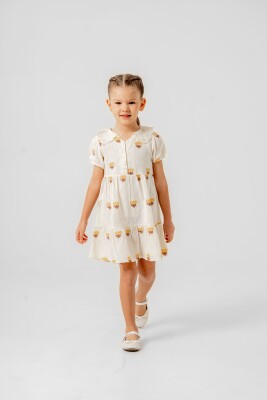 Collar Detail Dress 2-5Y Sani 1068-30060 Mustard