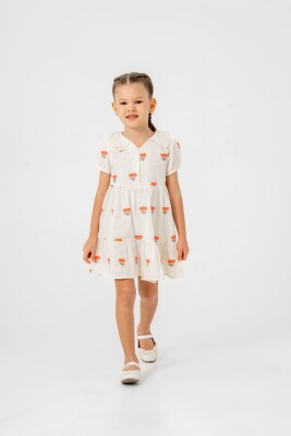 Collar Detail Dress 2-5Y Sani 1068-30060 Vermilon