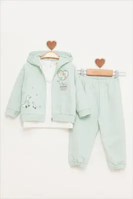 Cute Duck Embroidered Tracksuit 9-24M BabyRose 1002-7812 Green