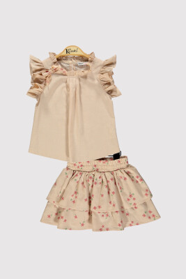 Daisy Printed Girl Skirt Set 2-5 Y Kumru Bebe 1075-4325 Beige