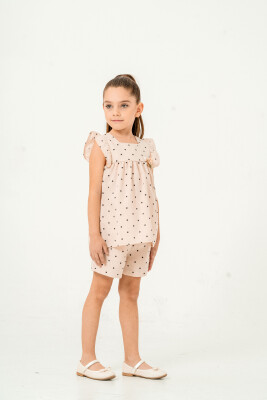 Dot Printed 2-Piece Girls Set 2-5Y Sani 1068-30059 Beige