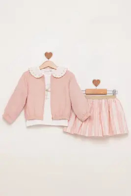 Embroidered Baby Collar Jacket Skirt Set 1-4Y BabyRose 1002-4853 - BabyRose (1)