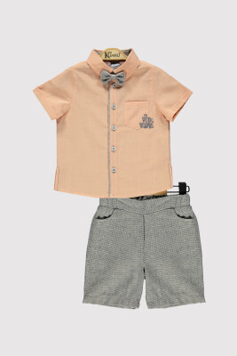 Embroidered Boy Shirt Set 6-18 M Kumru Bebe 1075-4318 Salmon Color 