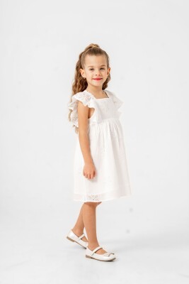 Fishnet Daisy Patterned Dress 2-5Y Sani 1068-30055 White