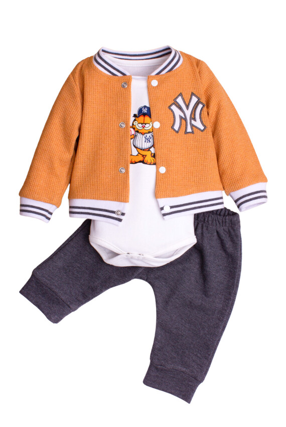 Garfield Printed Cardigan and Bodysuit 3-Piece Set 3-12M Kidexs 1026-90174 - 2