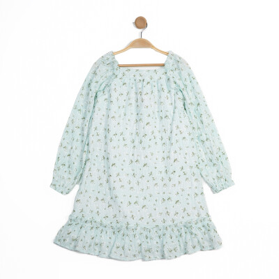 Gathered Long Sleeve Dress 2-5Y Timo 1018-TK5DÜ202242962 Mint Green2