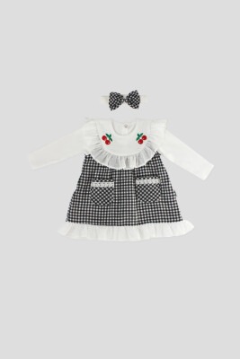 Gingham Seosonal Dress with Cherry Embroidered and Bandanna 0-18M Kidexs 1026-30026-1 - Kidexs (1)