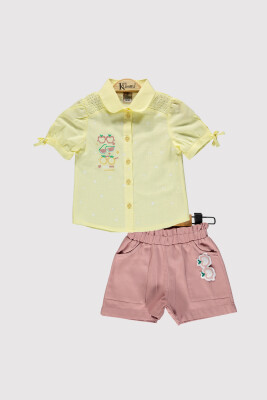 Girl Apple Printed Shirt Set 2-5Y Kumru Bebe 1075-4305 - Kumru Bebe