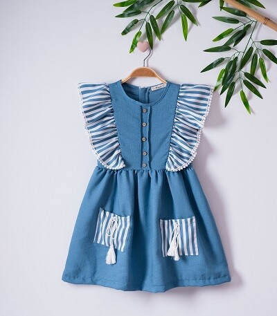 Girl Dress with Airobin 7-10Y Büşra Bebe 1016-221061 - 2