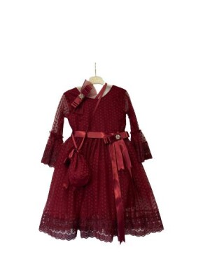 Girl Dress with Bag 6-12Y Tivido 1042-2097 Бордовый 