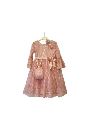 Girl Dress with Bag 6-12Y Tivido 1042-2097 Лососевый цвет