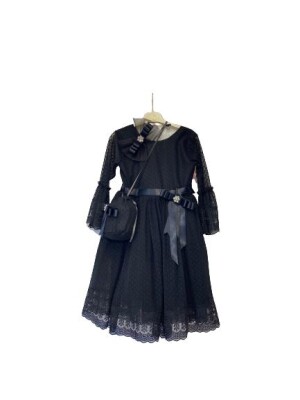 Girl Dress with Bag 6-12Y Tivido 1042-2097 Black