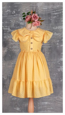 Girl Dress With Belt 5-8Y Tivido 1042-2089 Mustard