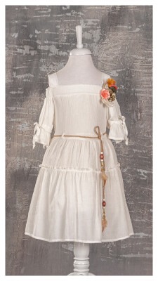 Girl Dress with Belt 6-12Y Tivido 1042-1739-1 Экрю