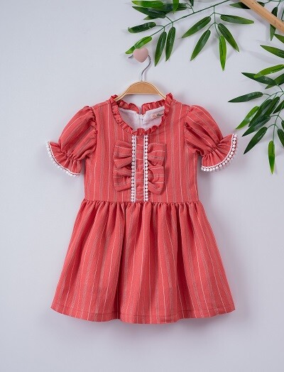 Girl Dress with Bow 3-6Y Büşra Bebe 1016-221041 - 1