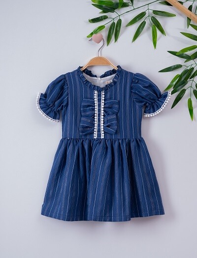 Girl Dress with Bow 3-6Y Büşra Bebe 1016-221041 - 3