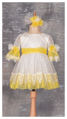 Girl Dress with Crown 6-12Y Tivido 1042-1953 Yellow