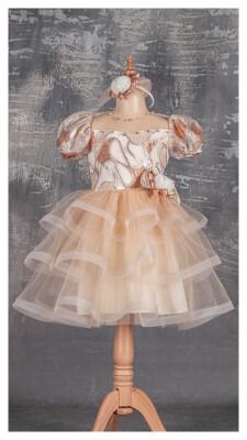 Girl Dress with Jacquard 5-8Y Tivido 1042-2127 Горчичный