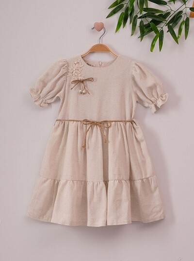 Girl Dress with Jut Belt 7-10Y Büşra Bebe 1016-221049 - 2