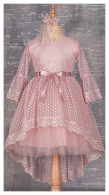 Girl Dress with Lace 5-8Y Tivido 1042-1866 Пудра