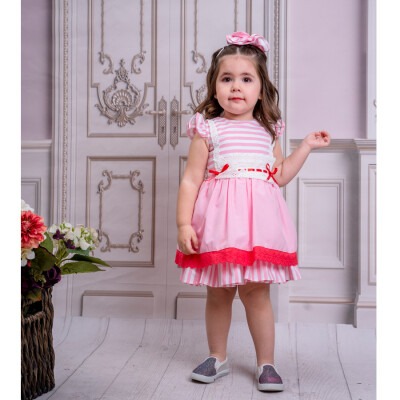Girl Dress with Lace Details and Hairband Accessory 2-8Y KidsRoom 1031-5423 - KidsRoom
