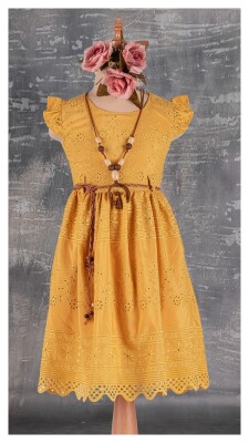 Girl Dress with Necklaced 6-12Y Tivido 1042-1743 Yellow