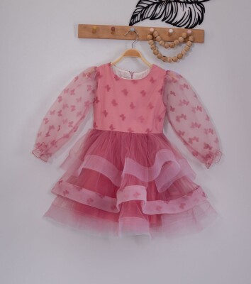Girl Dress with Organza 4-7Y Eray Kids 1044-9258 Pink