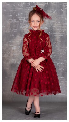 Girl Dress with Polka Dotted 6-12Y Tivido 1042-2088 - Tivido