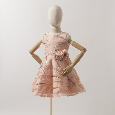 Girl Dress with Sequin 2-5Y Wecan 1022-23037 Salmon Color 