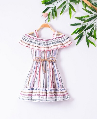 Girl Dress With Striped 3-6Y Büşra Bebe 1016-221057 - 2