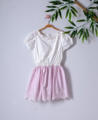 Girl Dress with Striped and Brode 3-6Y Büşra Bebe 1016-221002 - 1