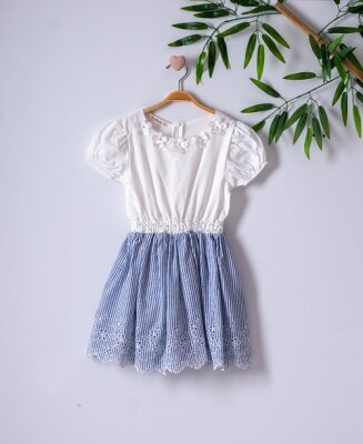 Girl Dress with Striped and Brode 3-6Y Büşra Bebe 1016-221002 - 2