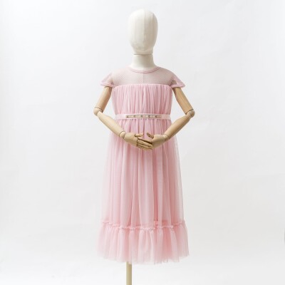 Girl Dress with Tulle 6-12Y Wecan 1022-22303 - 1