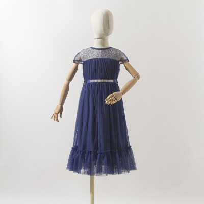 Girl Dress with Tulle 6-12Y Wecan 1022-22303 - 2