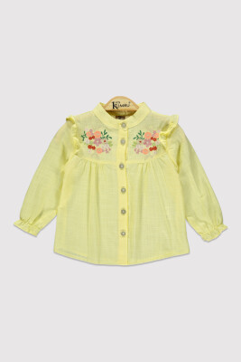 Girl Embroidered Stand Collar Shirt 10-13Y Kumru Bebe 1075-4251 Yellow