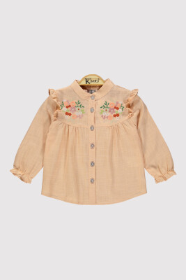 Girl Embroidered Stand Collar Shirt 10-13Y Kumru Bebe 1075-4251 Salmon Color 