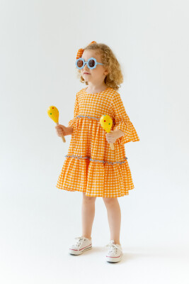 Girl Orange Dress Flounce 7-10Y Pixy Love 2070-PL24SCM294154403-1 - Pixy Love