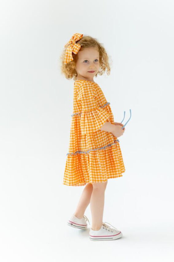 Girl Orange Dress Flounce 7-10Y Pixy Love 2070-PL24SCM294154403-1 - 3