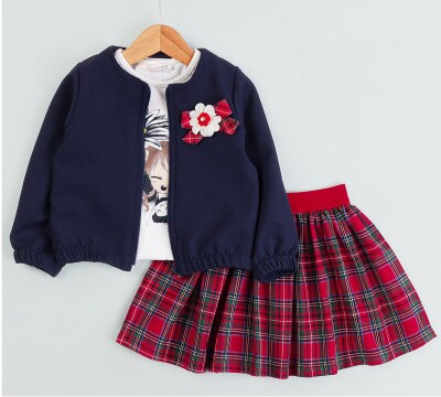 Girl Plaid Skirt Jacket Set 1-4Y BabyRose 1002-4880 - BabyRose