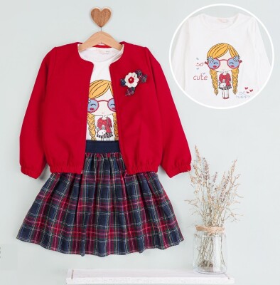 Girl Plaid Skirt Jacket Set 5-8Y BabyRose 1002-4881 - BabyRose