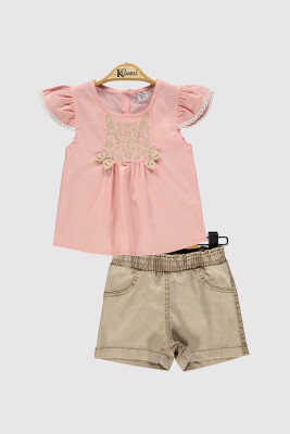 Girl Printed Set 2-5Y Kumru Bebe 1075-4304 Salmon Color 