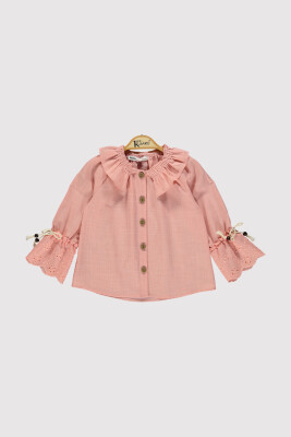 Girl Sleeve Bow Shirt 2-5Y Kumru Bebe 1075-4234 Salmon Color 