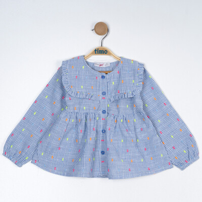 Girl Square Neck Blouse 2-5Y Timo 1018-TK5DÜ012257562 Blue