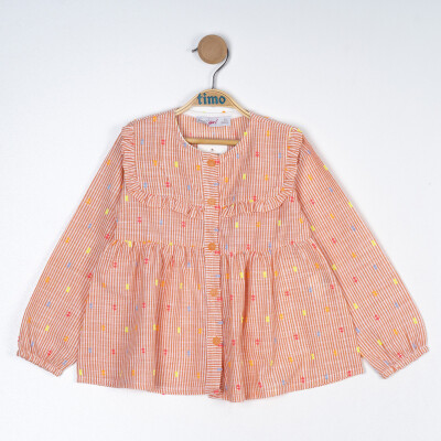 Girl Square Neck Blouse 2-5Y Timo 1018-TK5DÜ012257562 Oranj 