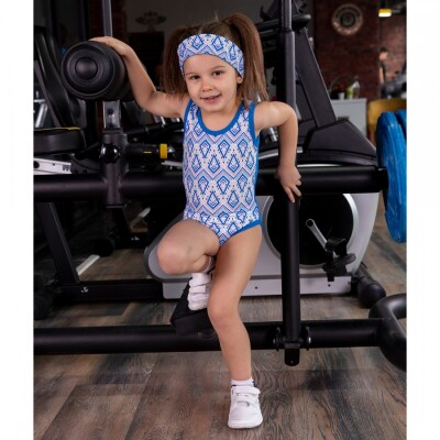 Girl Swimming Suit Set with Crop Top, Skirt And Hair Band 2-8Y KidsRoom 1031-4645-M - KidsRoom
