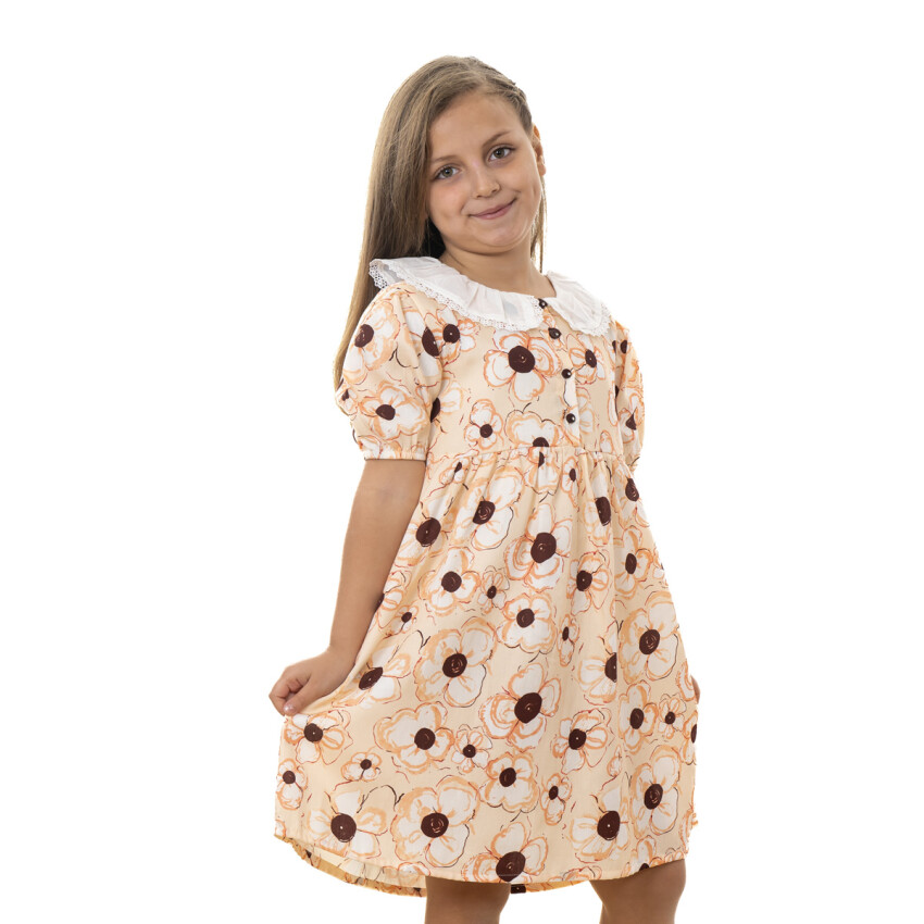 Girl White Collar Floral Dress 2-5Y Timo 1018-TK5DÜ042255102 - 3